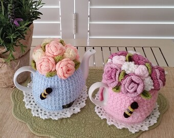 English Rose Bouquet Tea Cosy - All crochet