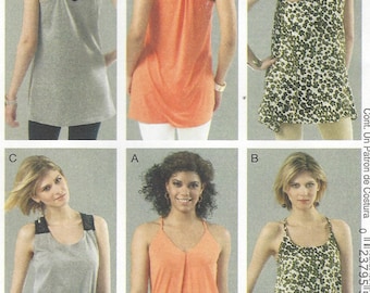 Womens Racerback Tunics Summer Tunics McCalls Sewing Patterns M6359 Size 6 8 10 12 14 Bust 30 1/2 to 36 UnCut Sewing Patterns