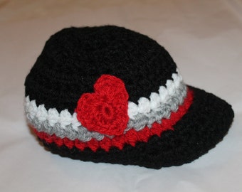 Baby Boy Valentine Hat - Baby Boy Newsboy Hat - Crochet Baby Boy Newsboy Cap - Valentine's Day hat - Baby Shower Gift - Newborn Photo Prop
