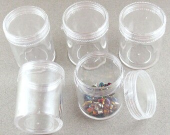 Clear Plastic Bead Storage Tall Mini Containers 1 7/16" x 1 7/8" (Set of 5)