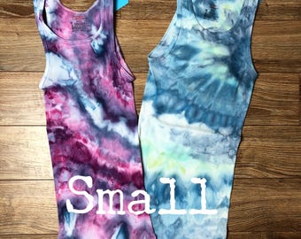 Adult mens womens small cotton ribbed undershirt tank top ice dyed tie S lot