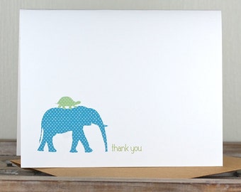 Baby Thank You Cards . Baby Shower Thank You Cards . Baby Shower Thank You Notes . Thank You Cards Baby - Elephant & Turtle