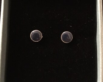 Handmade navy blue sterling silver stud earrings