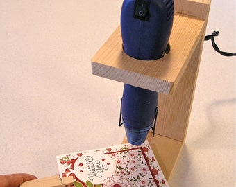 Heavy Duty Embossing Heat Gun Tool Holder with card holder spatula, solid Pine