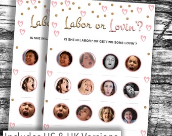Instant Download* HILARIOUS Baby Shower Game - Pink LABOUR or LOVIN' - Various Packs - Boy, Girl, Unisex