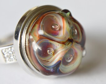 Collectable Artisan Handmade Lampwork Glass Snap Charm - Interchangeable Jewellery - Snap, Popper, Chunk, Button