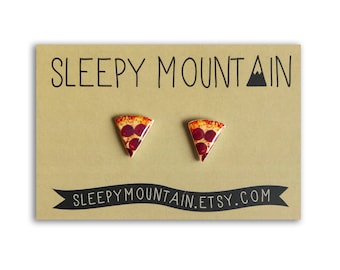 Pizza Earrings - Pizza Slice Stud Earrings
