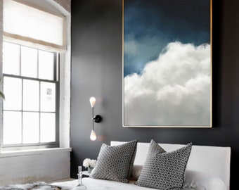Extra Large Modern Wall Art Printed on Canvas – Cloud Painting – Trending Now– Contemporary Hand Painted Abstract Art Home Decor