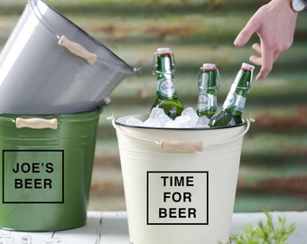 Personalised Beer Bucket - Customised Ice Bucket - Bucket With Wooden Handle - Gift For Men - Fathers Day Gift - Personalized Barware