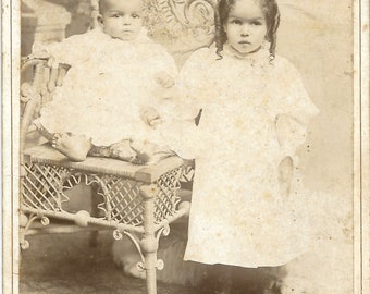 Vintage Cabinet photograph of Adorable Siblings