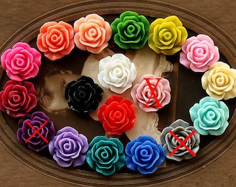 Wholesale Beautiful Mix Colorful Rose Flower Resin Cabochon -16colors -19mm(CAB-CB -MIXSS )