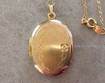 Oval Locket Gold Filled 12K Mid Century Vintage