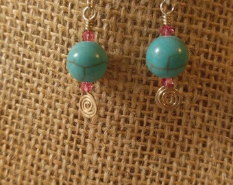 Sterling silver earrings magnesite turquoise blue