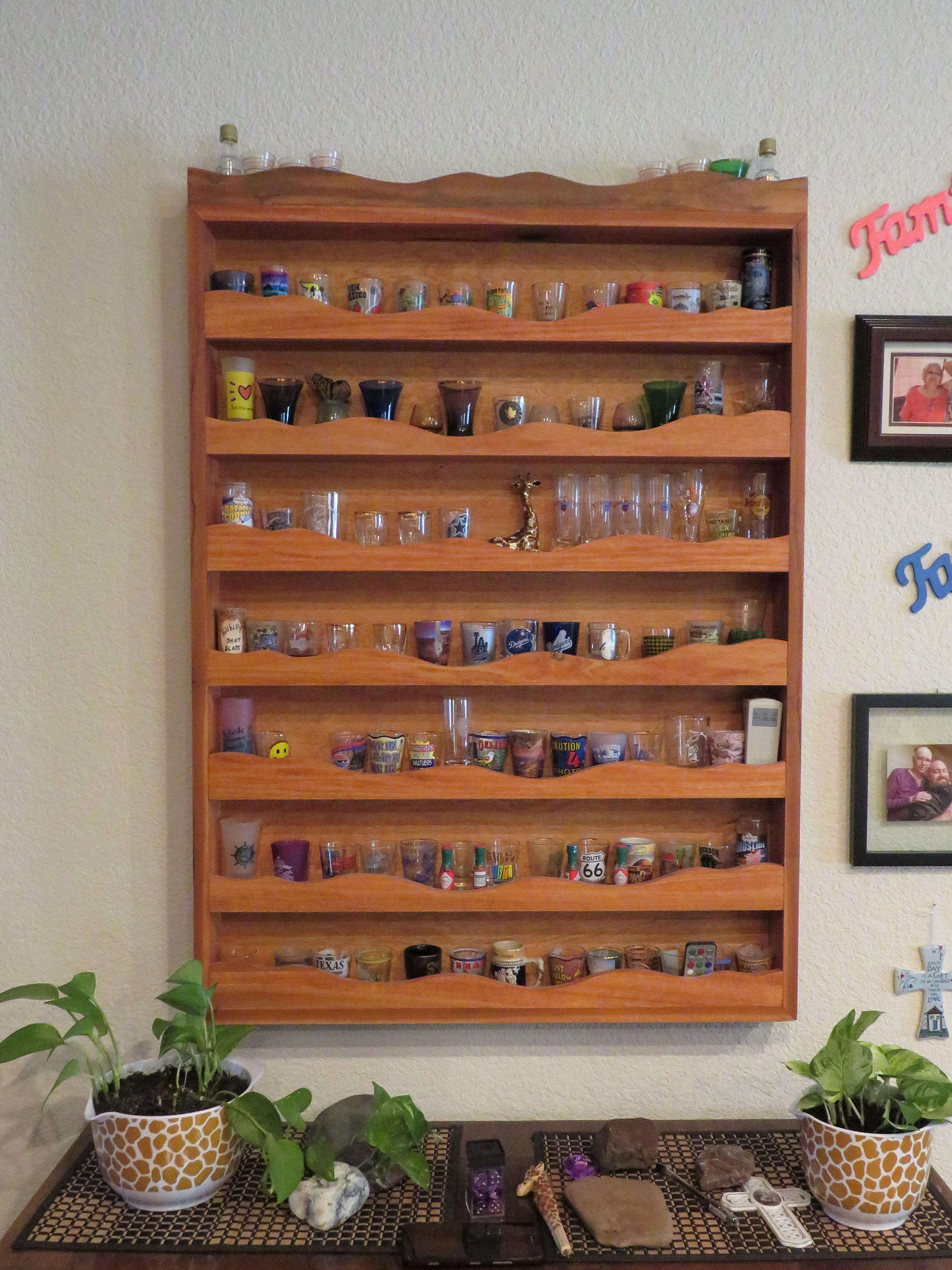 Wood Display case rustic display shelf shot glass display