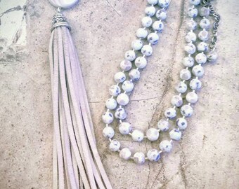 Gray Mist tassel necklace