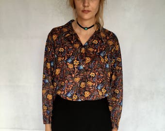 Vintage Benetton Floral Button-Up Blouse