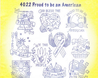 Aunt Martha's Hot Iron Transfers, Embroidery, Pattern, Needlepoint, Aunt Martha, Hot Iron, Transfer, 4022, Proud To Be An American