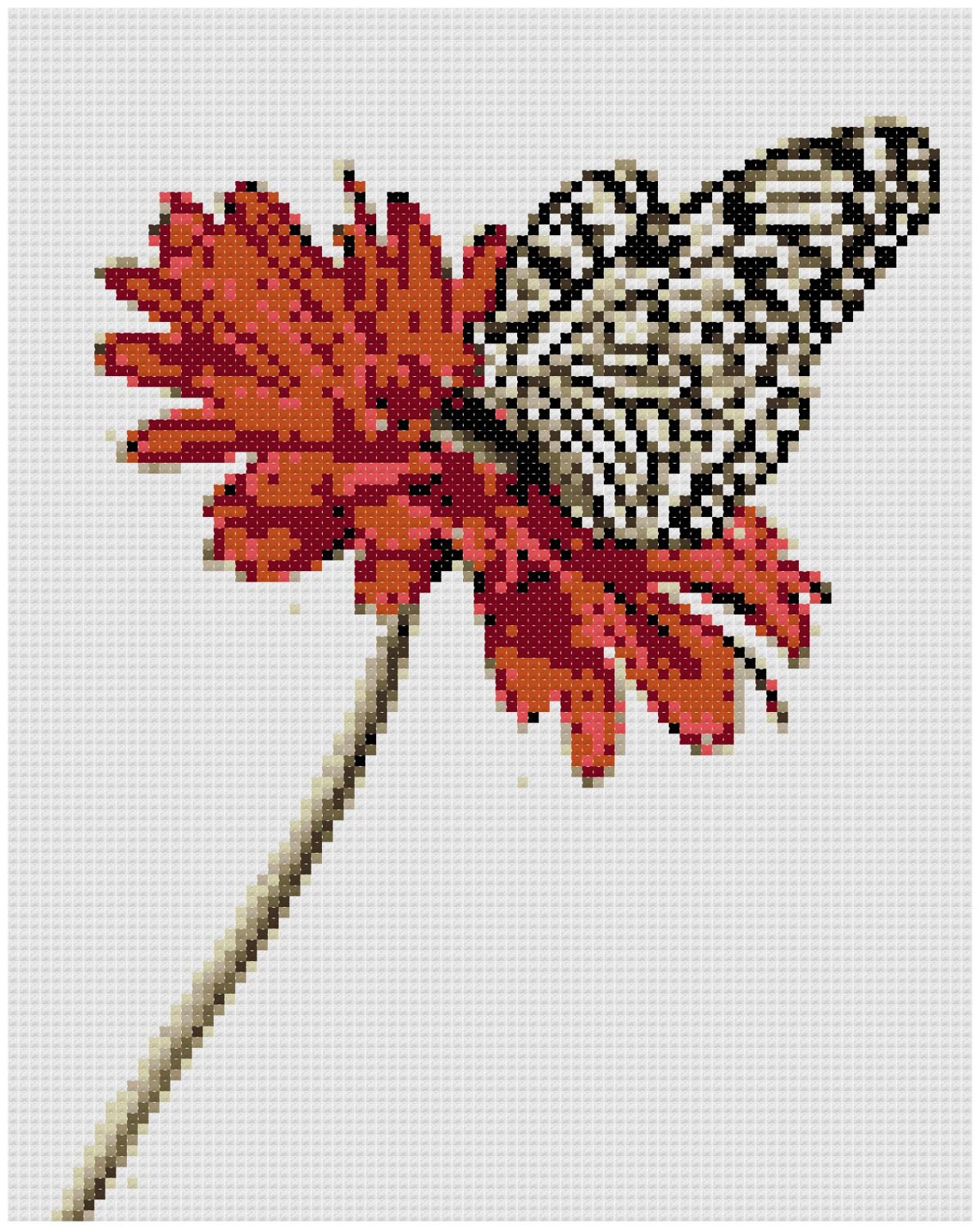 Butterfly On A Flower 14 Count Cross Stitch Chart Kit From