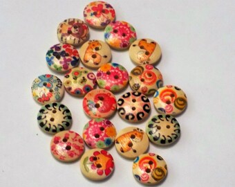 20 Mixed Wooden buttons - #WS-00063