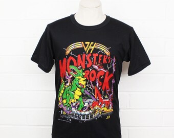 Vintage 1980s Van Halen Monsters of Rock Tour 1988 Eddie Van Halen Sammy Hagar Excellent Condition Size Large T-Shirt