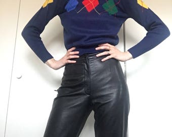 Vintage 1970s blue acrylic size small womens sweater