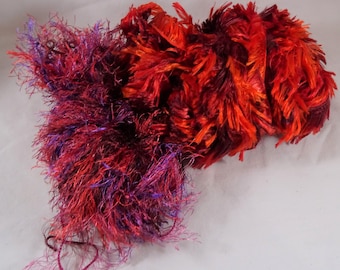 Lot 2 Partial Variegated Yarn Boa Fun Fur Eyelash Red FREE SHIPPING USA