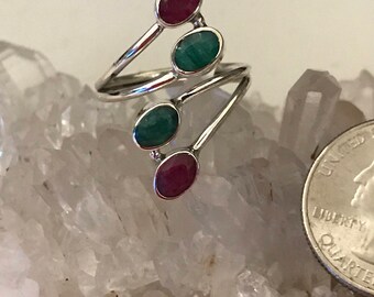 Gorgeous Ruby and Emerald Ring Size 8