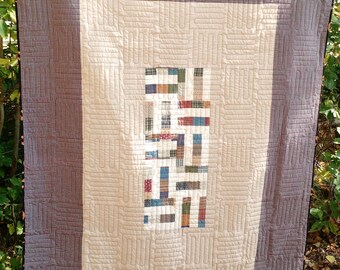 Throw Size Handmade Quilt in Neutral Colors