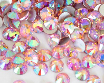 Pink AB Glass Crystal Glass Rhinestone - SS12, 1440 pieces - 3mm Flatback, Round, Loose Bling