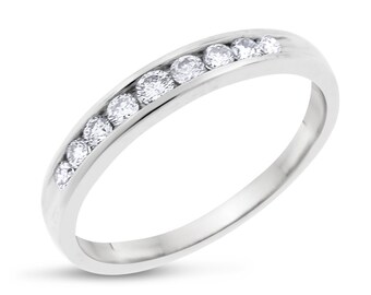 0.30 CT Natural Nine Diamond Wedding Band in Solid 14k White Gold