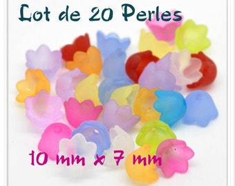 Set of 20 bead caps real 10 mm x 7 mm frosted acrylic flowers