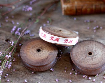 LAST SET French set 3 bobbins for ribbon. Antique bobbins of haberdashery 19th. Haberdashery accessory. Storage ribbon. French haberdashery