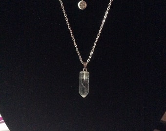 Clear crystal and silver layered necklace