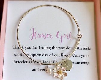 Flower girl bracelet, toddler flower girl bangle, personalized flower girl gift, flower girl jewelry, little girl bracelet, child bangle