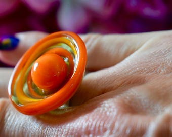 JetArt,jewelry,lampwork,ring,glass,nail art ring 17 18 19,pendant,interchangeable,stainless steel,orange,yellow,color,sieraad,glass top