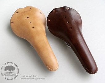Leather bike saddle, bicycle seat, lightest, genuine thick leather