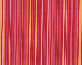 Tissu coton patchwork à rayures jaunes et rouges