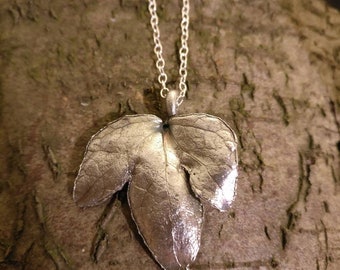 Silver ivy necklace, fine silver ivy pendant, leaf necklace, silver leaf necklace, unique necklace nature jewellery, one of a kind