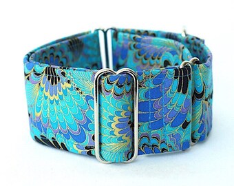 Martingale collar, Greyhound Collar, Galgo Collar, Saluki Collar, Sighthound Collar, Teal Dog Collar, Abstract Collar, Cotton Dog Collar
