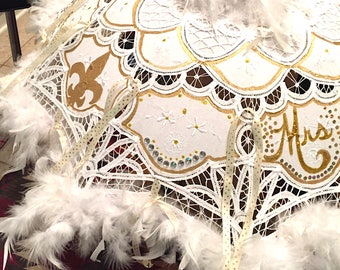 Wedding Second Line Umbrellas, Mr. and Mrs. Set