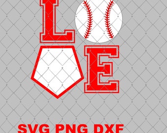 Love Baseball Base Svg Png and SVG DxF File Instant Download Sports Shirt Design Svg Sports SVG Baseball Svg Png DxF