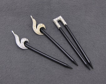 SMALL 80's vintage rhinestone/faux pearl hair picks, SOLD INDIVIDUALLY
