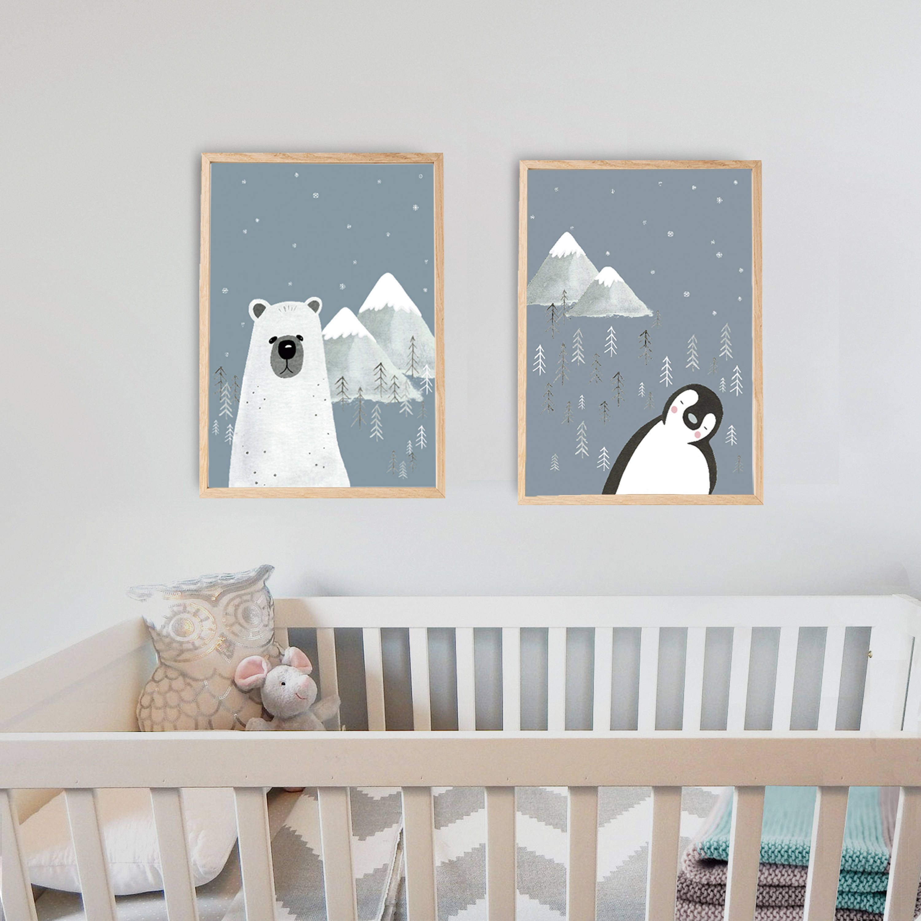 Nordic nursery art Polar Bear print Kids room decor Cute