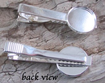 18mm Tie Clip Blank - Silver Plated - Accessories - Craft Project Idea - 18mm Blank Jewelry - Tie Clip Accessory Gift Idea - Suit Accessory