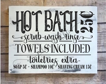 FARMHOUSE BATHROOM Design | Instant Digital Download | SVG | 6 File Types | Vintage Hot Bath