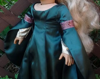 Medieval doll dress Guinevere Gown for 18 inch dolls