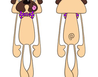 Pug in a bow tie bookmark
