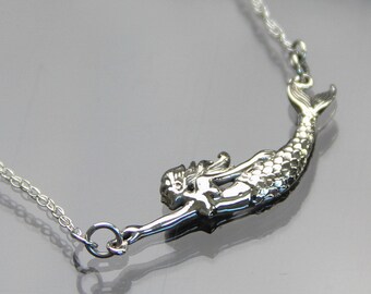 Sterling silver Mermaid necklace - Mermaid Jewelry - Gift for her - Nautical wedding - Beach wedding - Beach jewelry - Gift beach lover