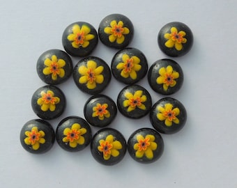 Fused Glass Millefiori Mini Cabs - Cabochons - Lampwork Beads - Fused Glass - Flower Beads - Glass Bead - Findings 5611