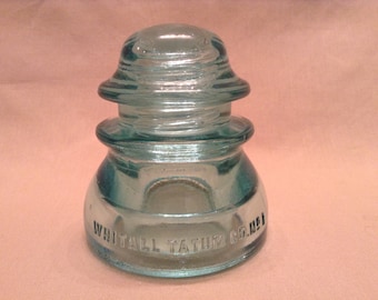 ANTIQUE Light Blue/Green Whitall Tatum Co No1 Made in USA Insulator....early 1900's - Large size